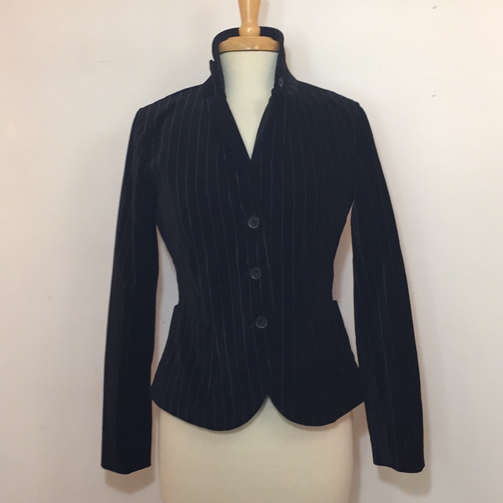 J CREW FACTORY VELVET PINSTRIPE BLAZER 4 EUC
